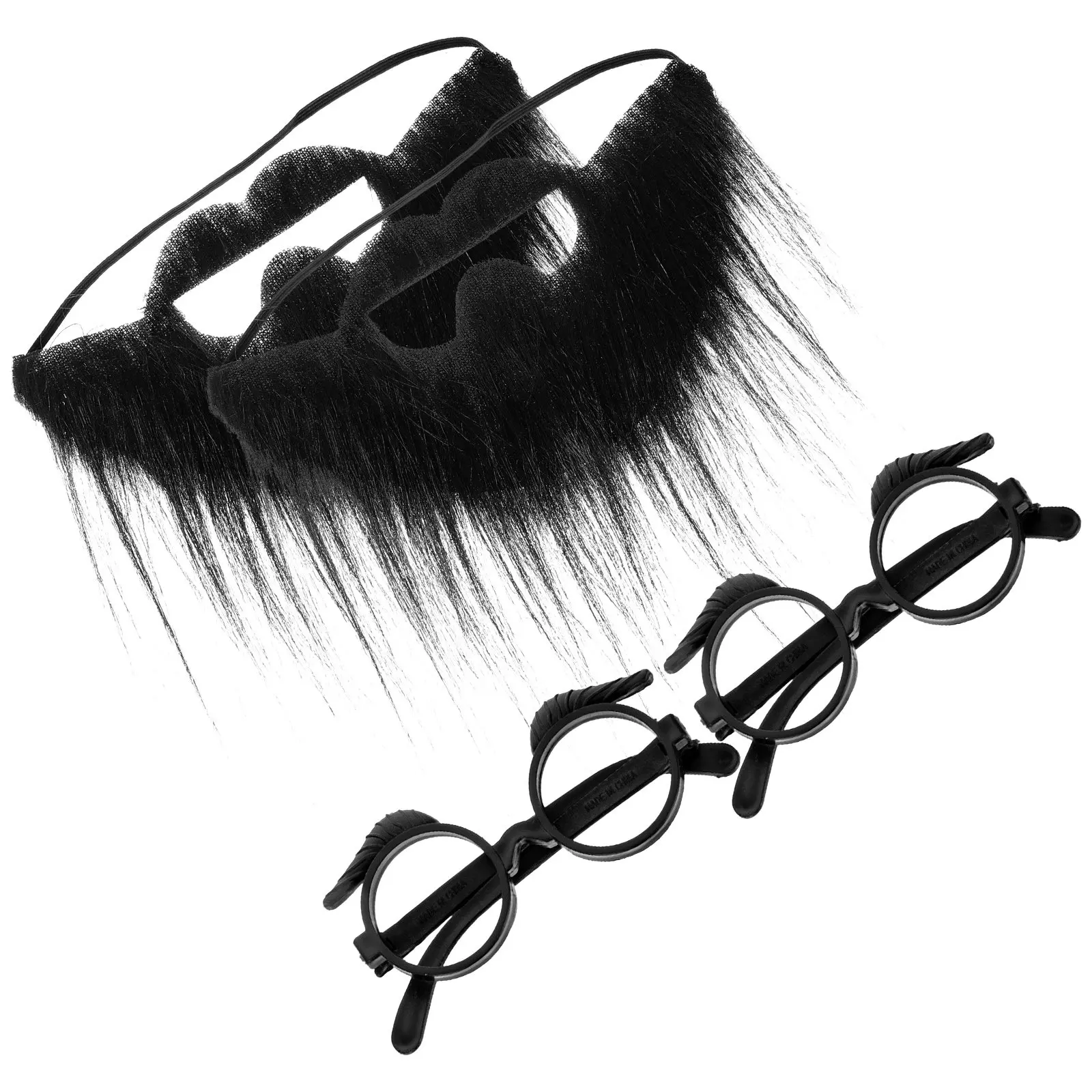 2Sets Beard Glasses Set for Old Man Costume Fake Mustache Props Lightweight Role Play Party Accessory Fun Gag Gift for Adults