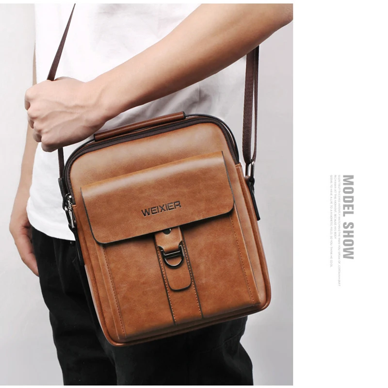 Bolso de hombro para hombre, maletín de cuero PU, cuadrado, Tote de diseñador de negocios, bandolera cruzada lateral, marido