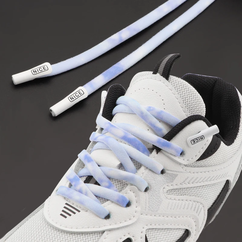 No Tie Shoelaces Nice Buckle Elastic Tennis Shoe Laces Without Ties Casual Sneakers Gradient Print Color Round Shoelace Women