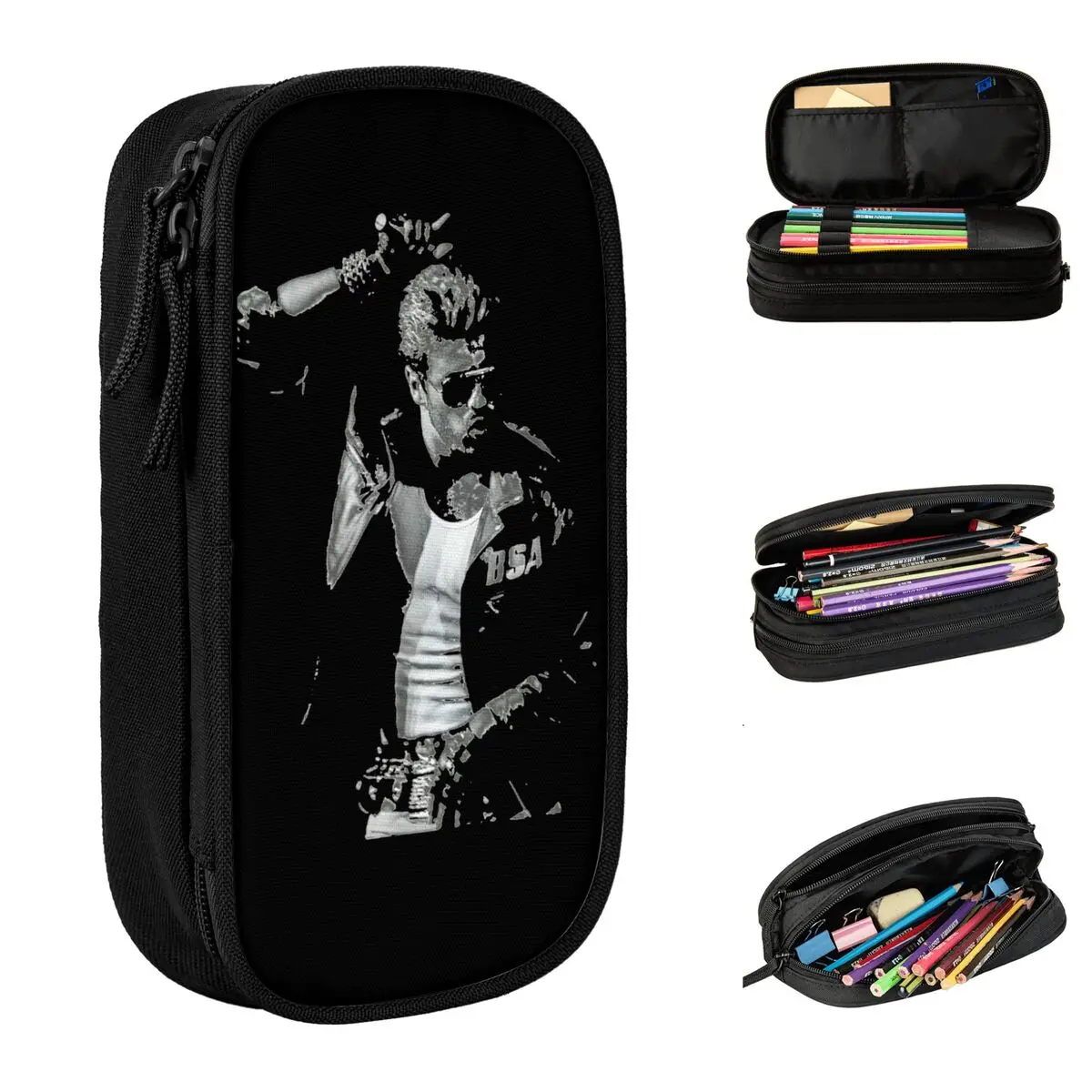 Large Capacity Pen Box GeorgeMichae Love Musician Merch Double Layer Pencil Bag Girl Makeup Bags Suprise Gift