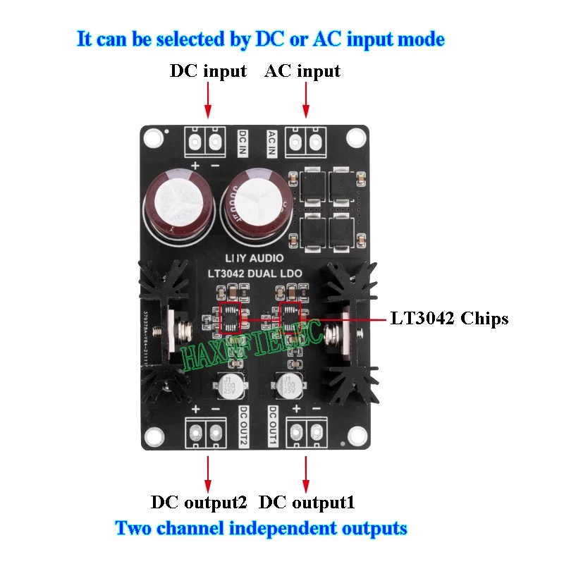 LT3042 1.5A Low Noise High Precision Linear Regulated Dual DC Power Supply Module For DAC Audio Decoder RF Power Amplifier