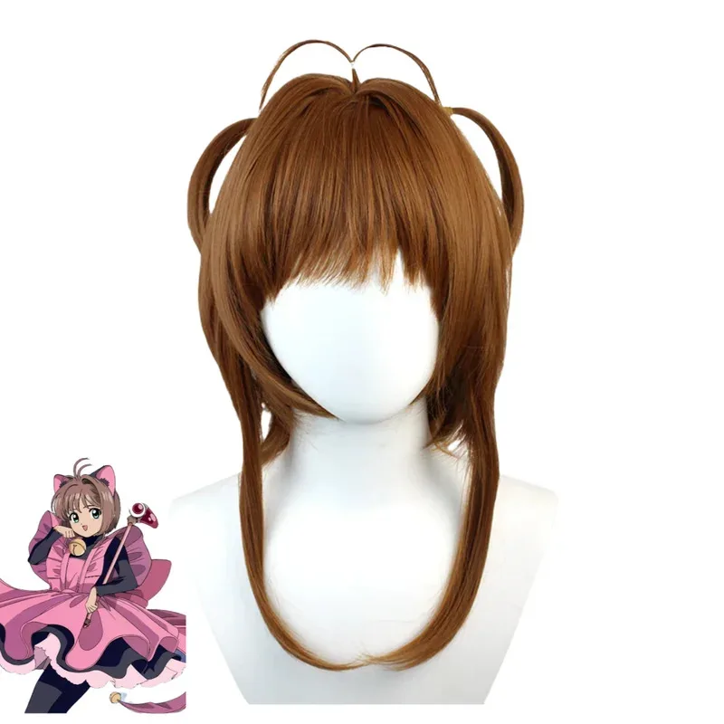 アニメカードキャプター カードキャプター木之本桜コスプレ衣装黒猫ピンクドレスロリータウィッグ女性セクシーなカーニバルスーツ;2k,j'x.8;