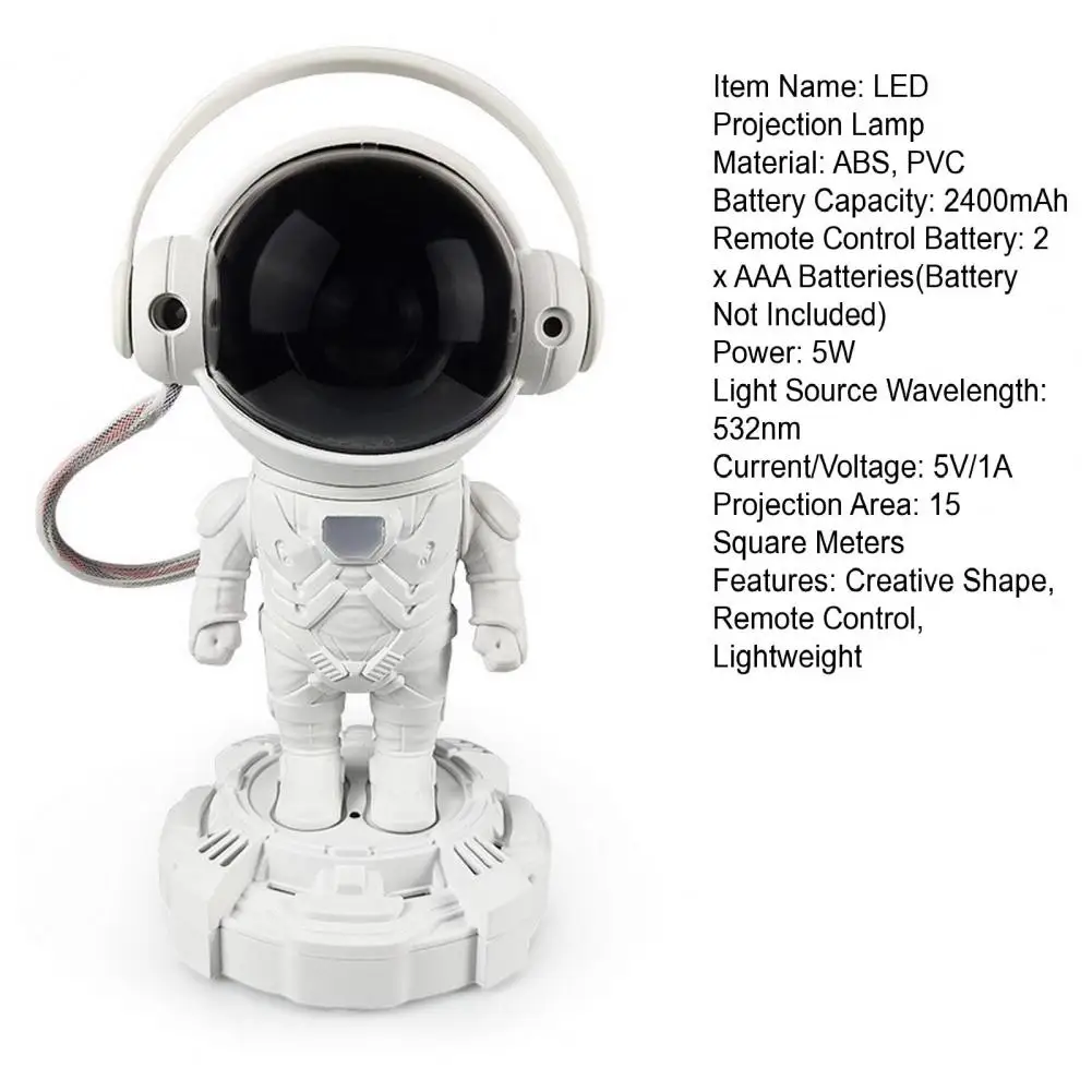 1 Set LED Projection Lamp Creative Shape Remote Control Large Projected Area Energy-saving 2-in-1 Astronaut LED Projector Blueto