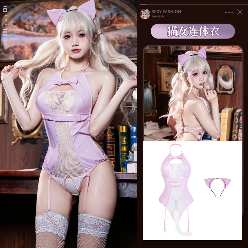 

Japanese Sexy Katze Uniform Kitty Cosplay Lingerie Naughty Cat Girl Lolita Bodysuit Hollow Out Underwear Kawaii Wildcat Costumes