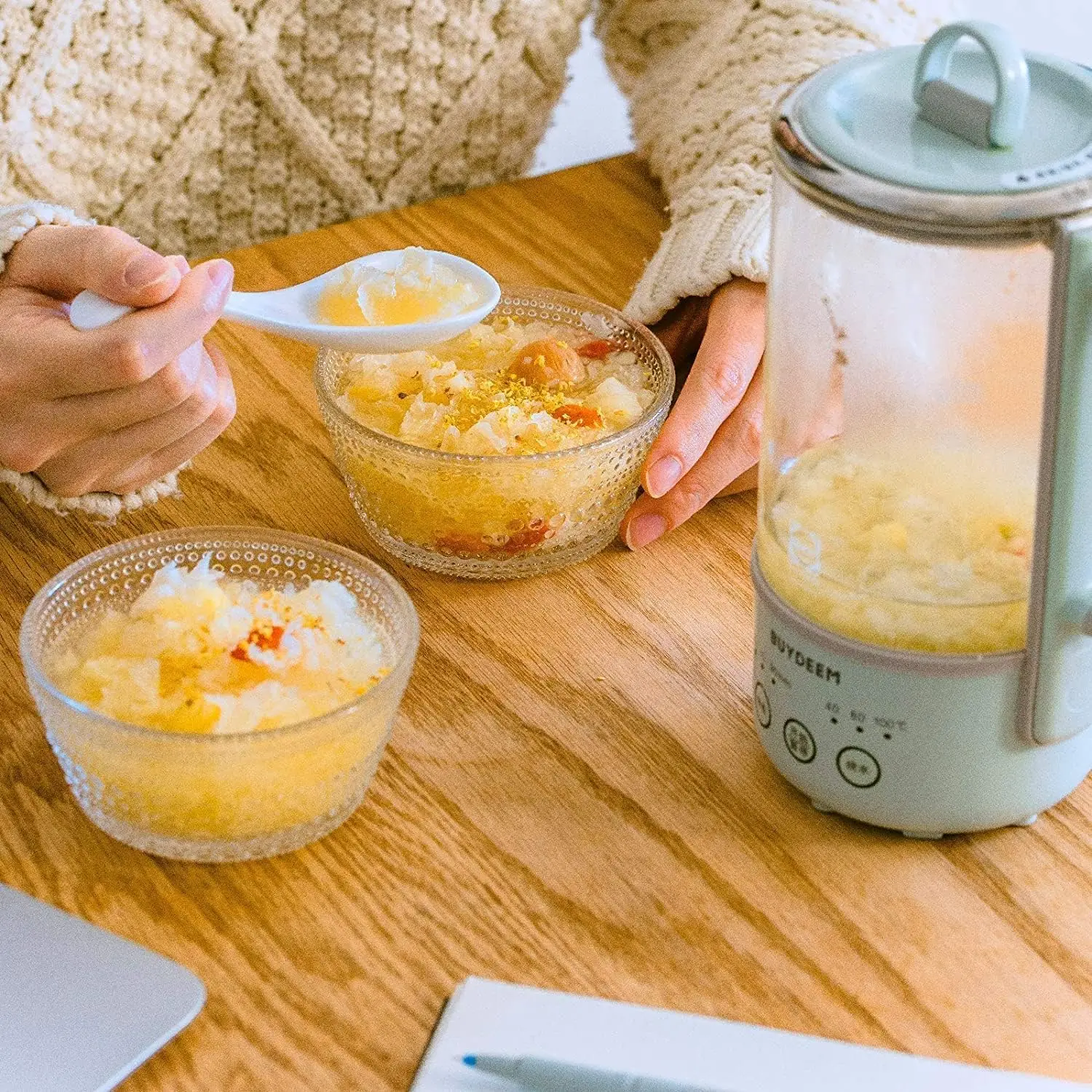 BUYDEEM K313 Travel Electric Kettle, Mini Healthy-Care Beverage Kettle, Tea Maker with Heat Resistant DURAN® Glass & Durable