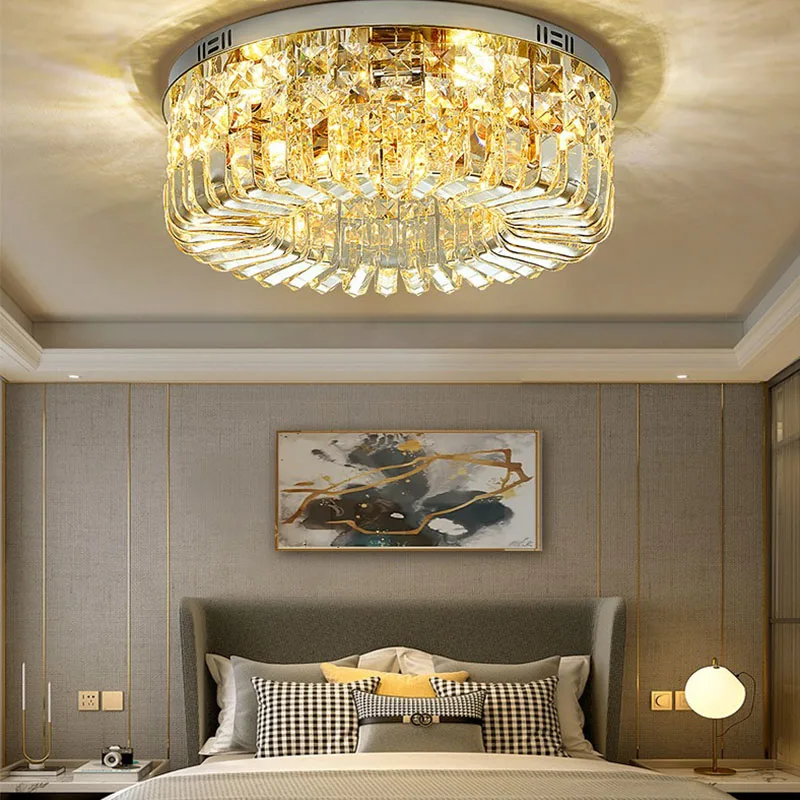 Imagem -05 - Modern Crystal Led Ceiling Light Chrome Gold Chandelier Pendurado Lâmpada Suspender Decoração Suspensão para Sala de Estar Cabeceira