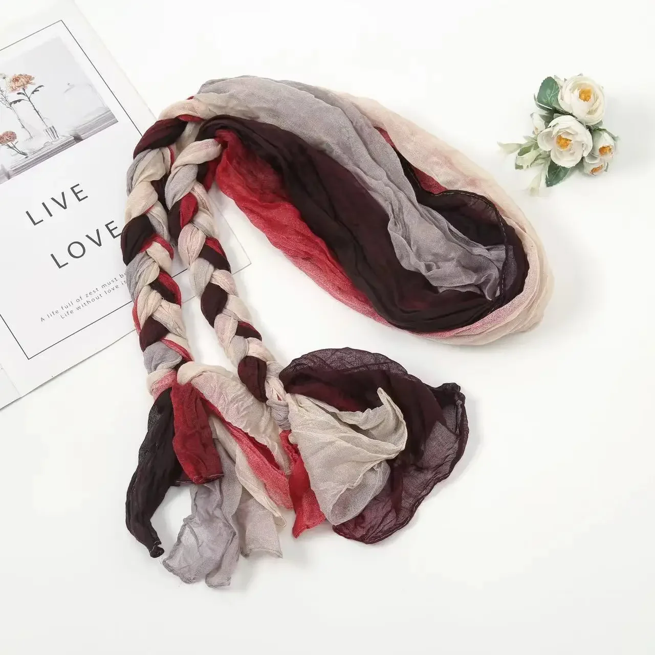 ฝ้ายลินินผ้าพันคอกันแดดสำหรับเด็กผู้หญิงหมวกแบบคาดศีรษะผ้าพันหัวสไตล์พื้นเมือง