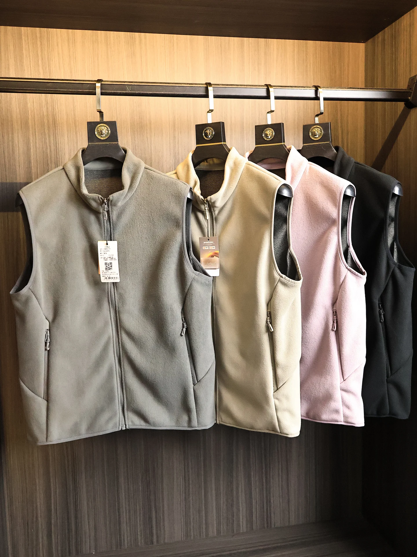 Thickened Double-sided Fleece Heat-retaining Stand Collar Vest Outerwear for Men Autumn Winter Warm Casual Style Zipper Closure
