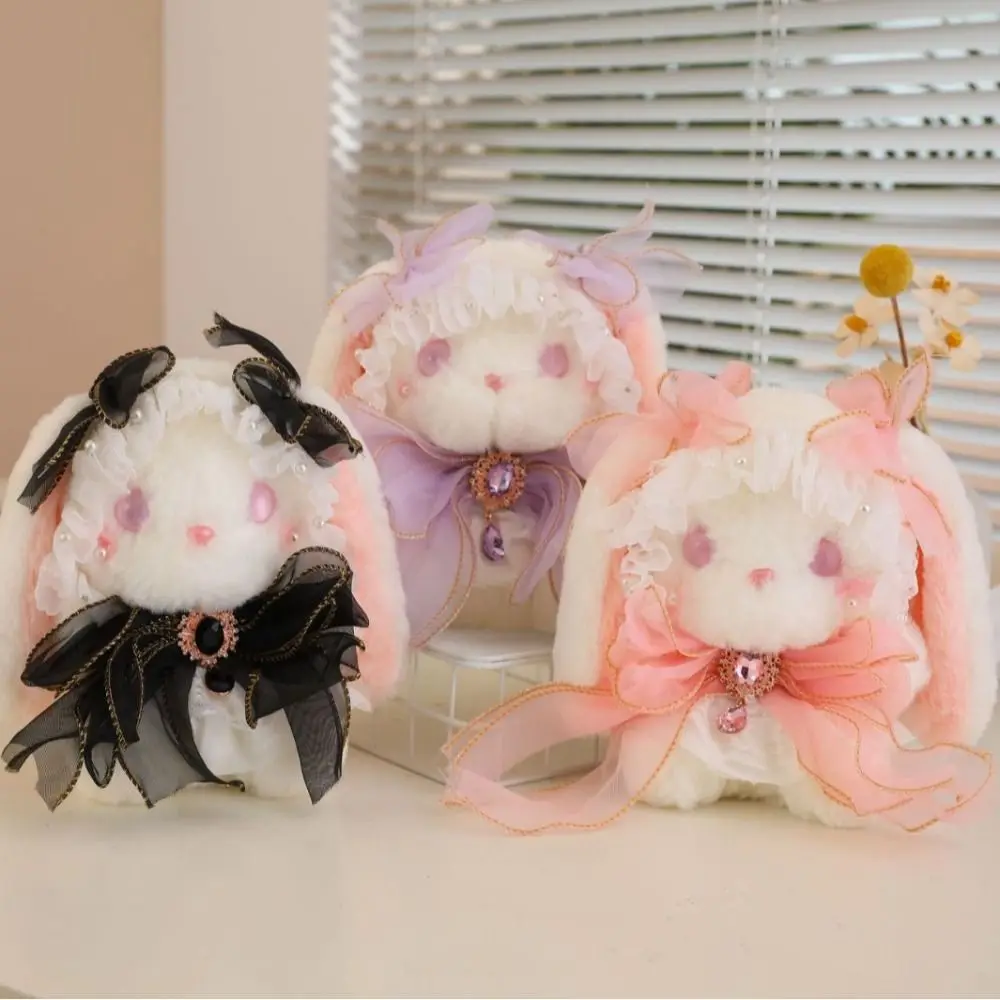 

Trendy 20CM Lolita Rabbit Plush Doll Hand-Made Cute Stuffed Animal Doll Decorated with Bowknots Fashion Room Decoration