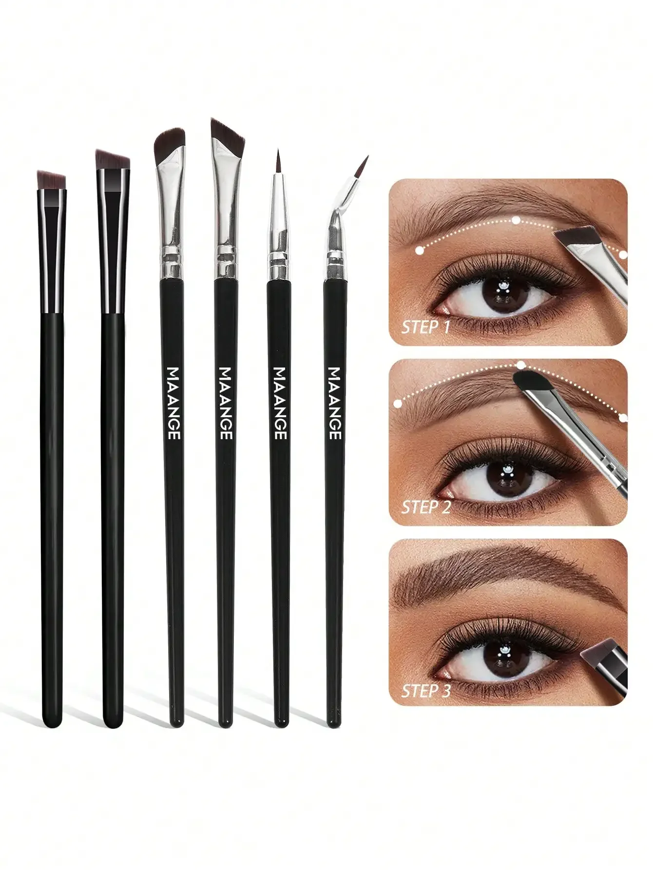 

6pcs Eye Makeup Brushes Set Ultra Thin Brush Top Angled Fine Eyeliner Brush Professional Precision Thin Point Liner Makeup
