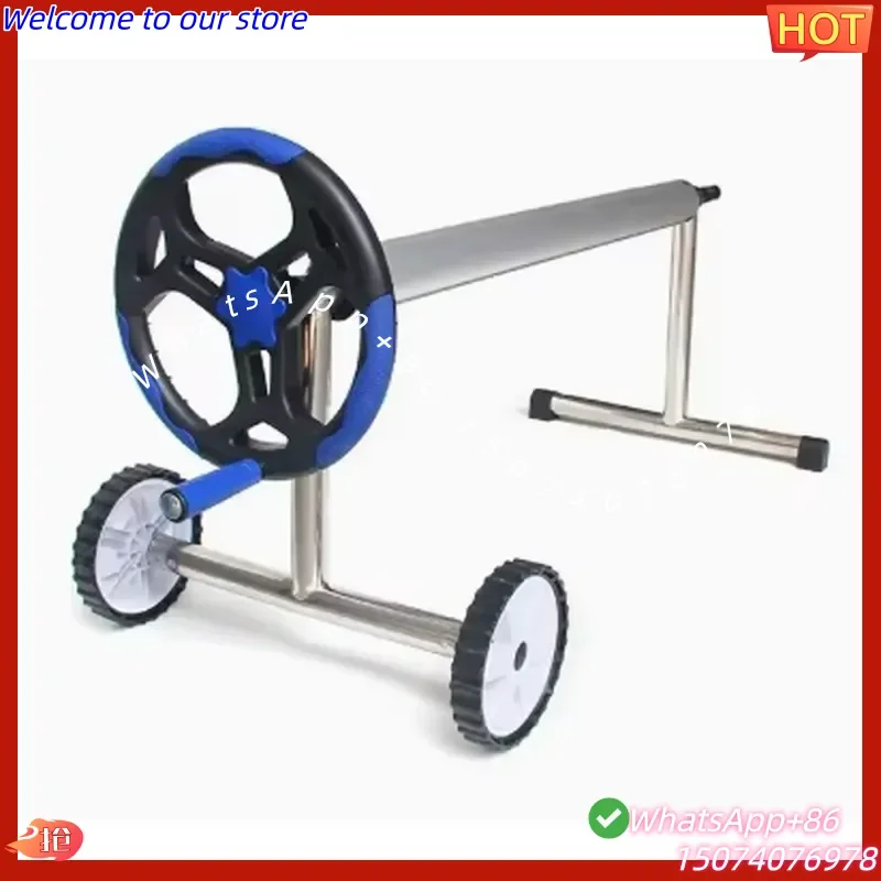 2026New Hot Sale Stainless Steel Pool Reel Blue Movable Wheels Inflatable Pool