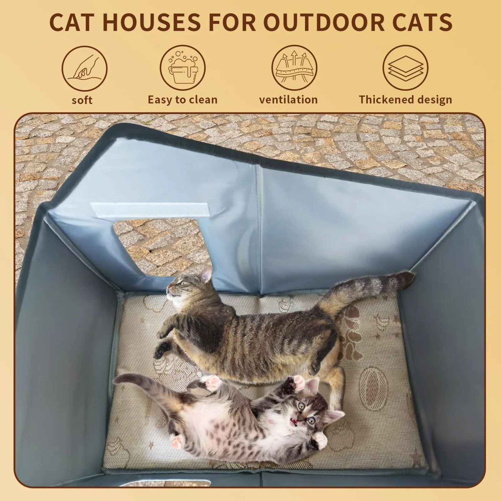 Multi temporada ao ar livre casa de gato telhado destacável impermeável abrigo quente dobrável cama para animais de estimação para gatos vadios cães pequenos cama universal