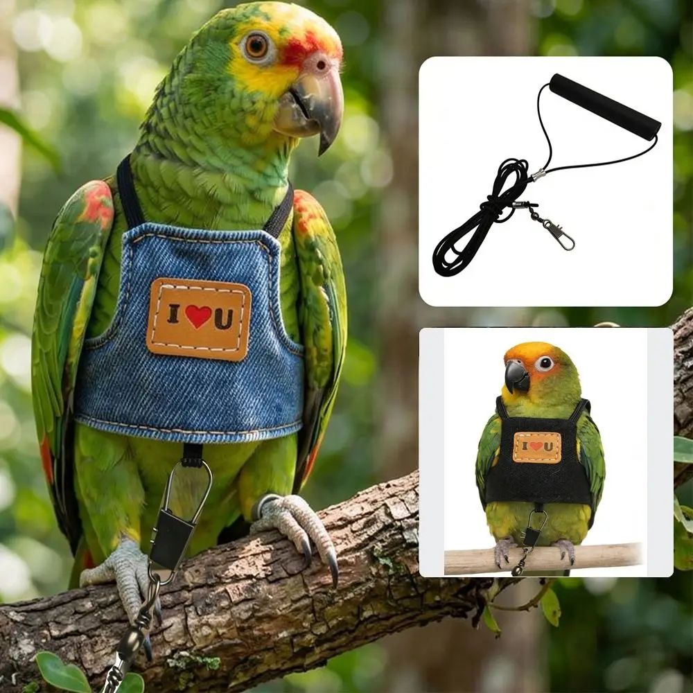 Premium Adjustable Parrot Harness Quick Connect 2M Rope Flying Leash Comfortable Safety Bird Training Rope Outdoor Flying