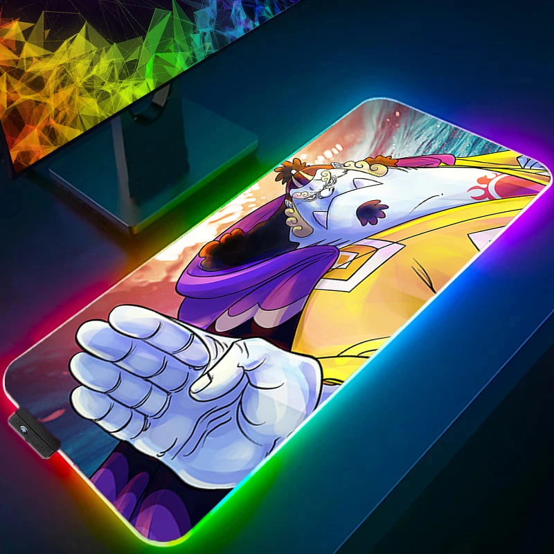 

RGB Mouse Pad One Piece Jinbe Gamer Keyboard LED Mousepad Pc Computer Desk Mat Gaming Pad Mouse Mats For CS GO LOL