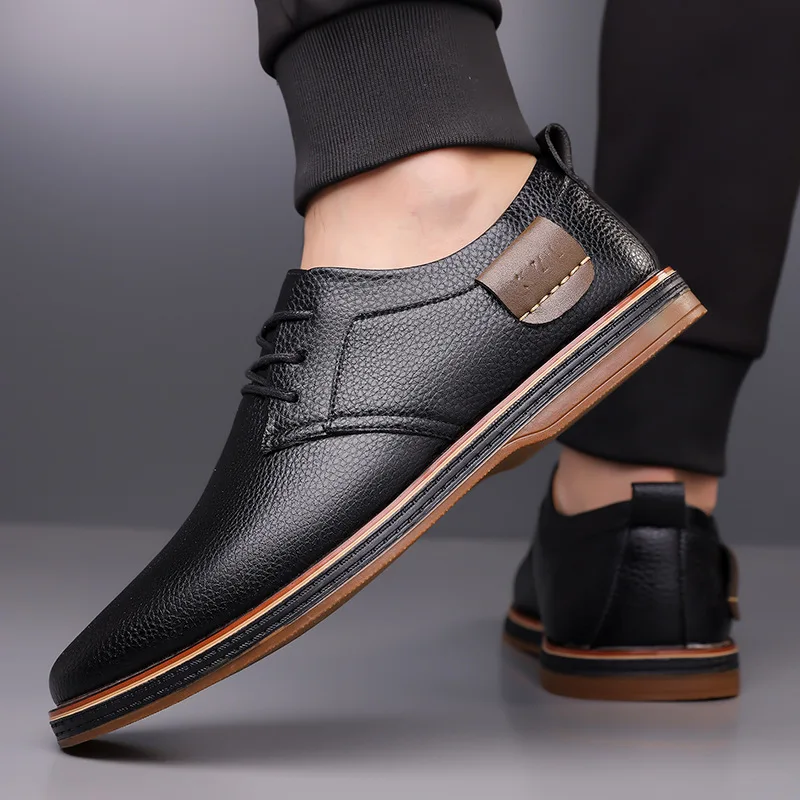 Men's 2026 Spring Autumn Genuine Leather Casual Shoes Hand-Stitched British Style Comfortable Durable Rubber Sole Loafers