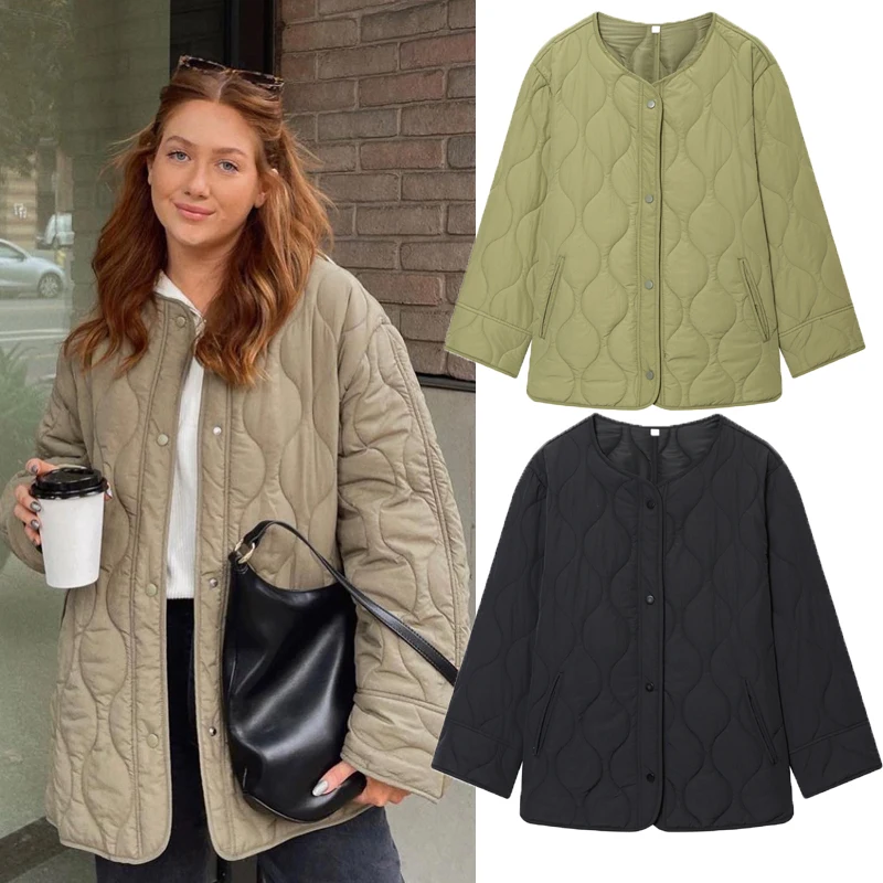 

Зеленая стеганая куртка, женские стеганые демисезонные куртки для женщин, зимнее пальто с длинными рукавами, женская верхняя одежда, женская повседневная куртка