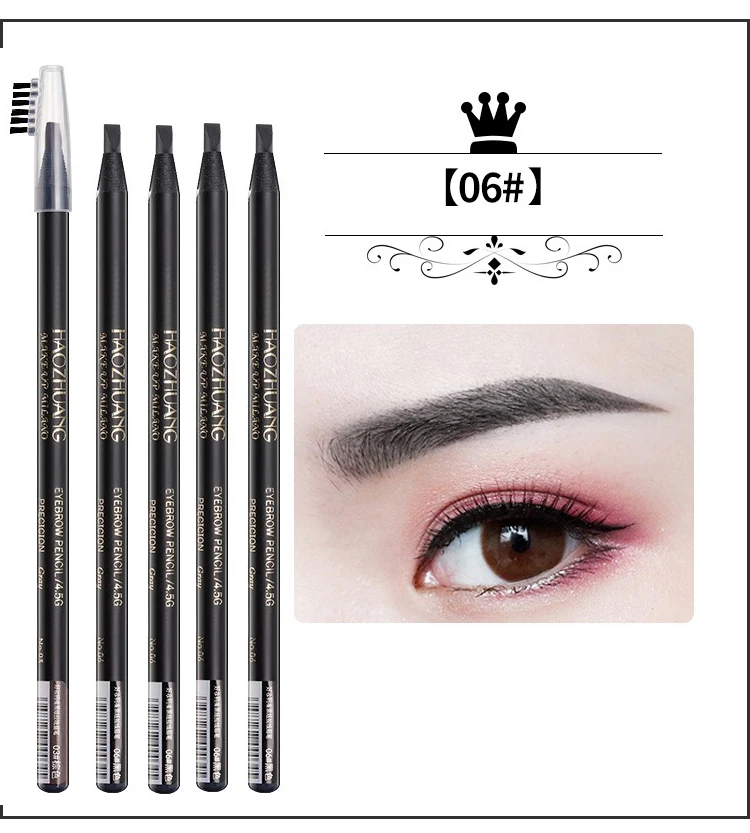 5pcs Eyebrow Pencil High Quality Professional Makeup White Black Waterproof Brown HaoZhuang Pull Eyebrow Tattoo Wholesale