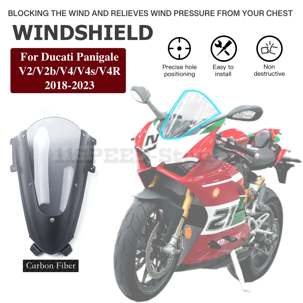 3k DryCarbon Fiber high quality Enhanced sporty windshield FOR Ducati Panigale V2/V2b/V4/V4s/V4R 18-23 Motos accessories