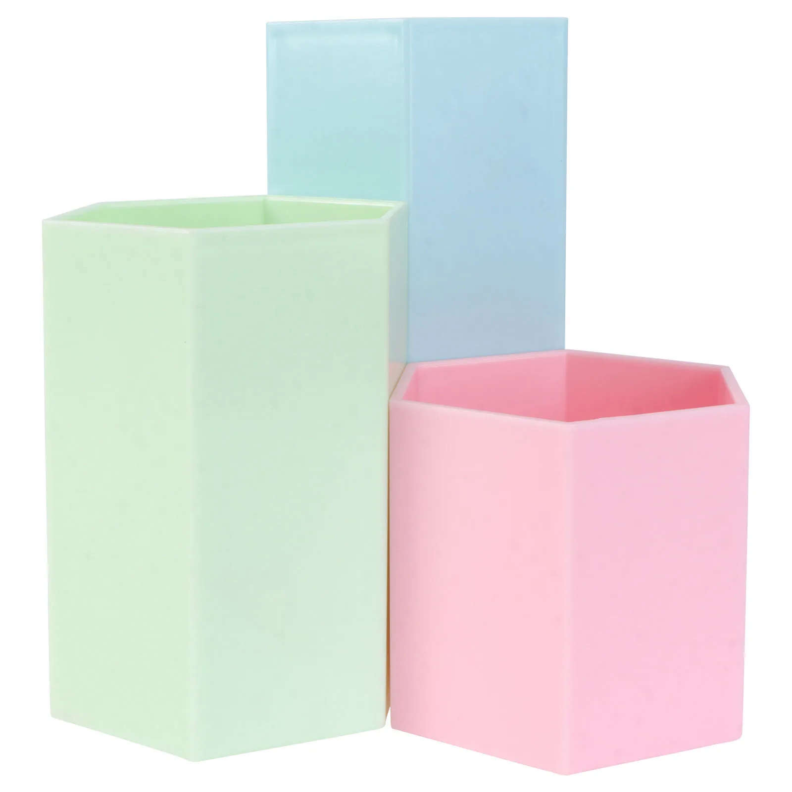 

Hexagon Pen Holder Large Capacity Smooth Storage Box Desk Organizer Brush Pot Plastic Material School Supplies Container