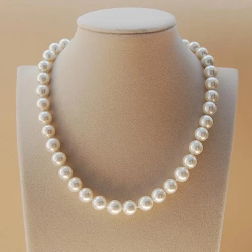 

Favorite Pearl Jewelry Set,10mm White South Sea Shell Pearl Necklace,Rhinestone Magnet Clasp,Wedding Birthday Party Women Gift