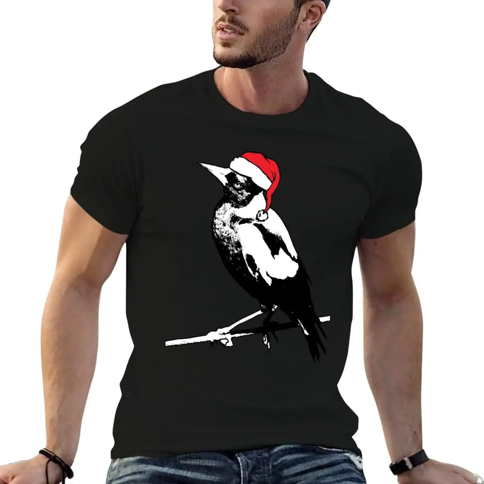 Australian Magpie Aussie Christmas T-Shirt graphic shirts sweat plus size tops heavyweights mens clothes