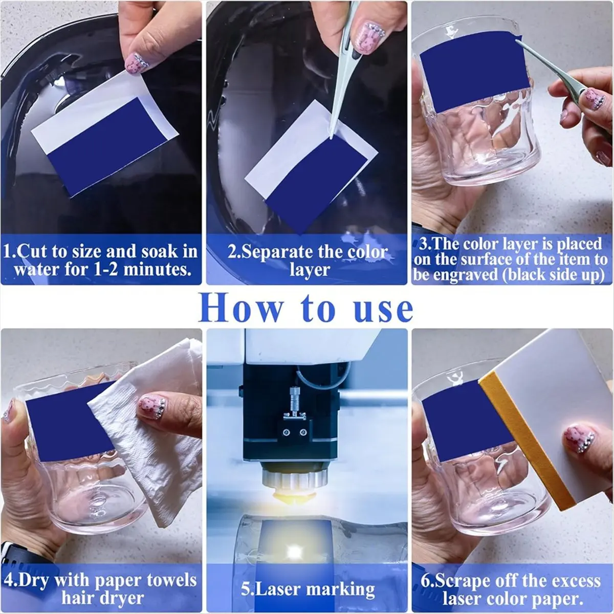 A45M 9 قطع من ورق وسم النقش بالليزر للقطع والنقش بالليزر والزجاج والسيراميك