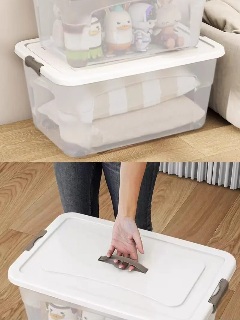 

Прозрачный пластиковый контейнер для хранения, портативный органайзер для одежды, игрушек, мелочей, инструментов для дома и автомобиля, переносной ящик