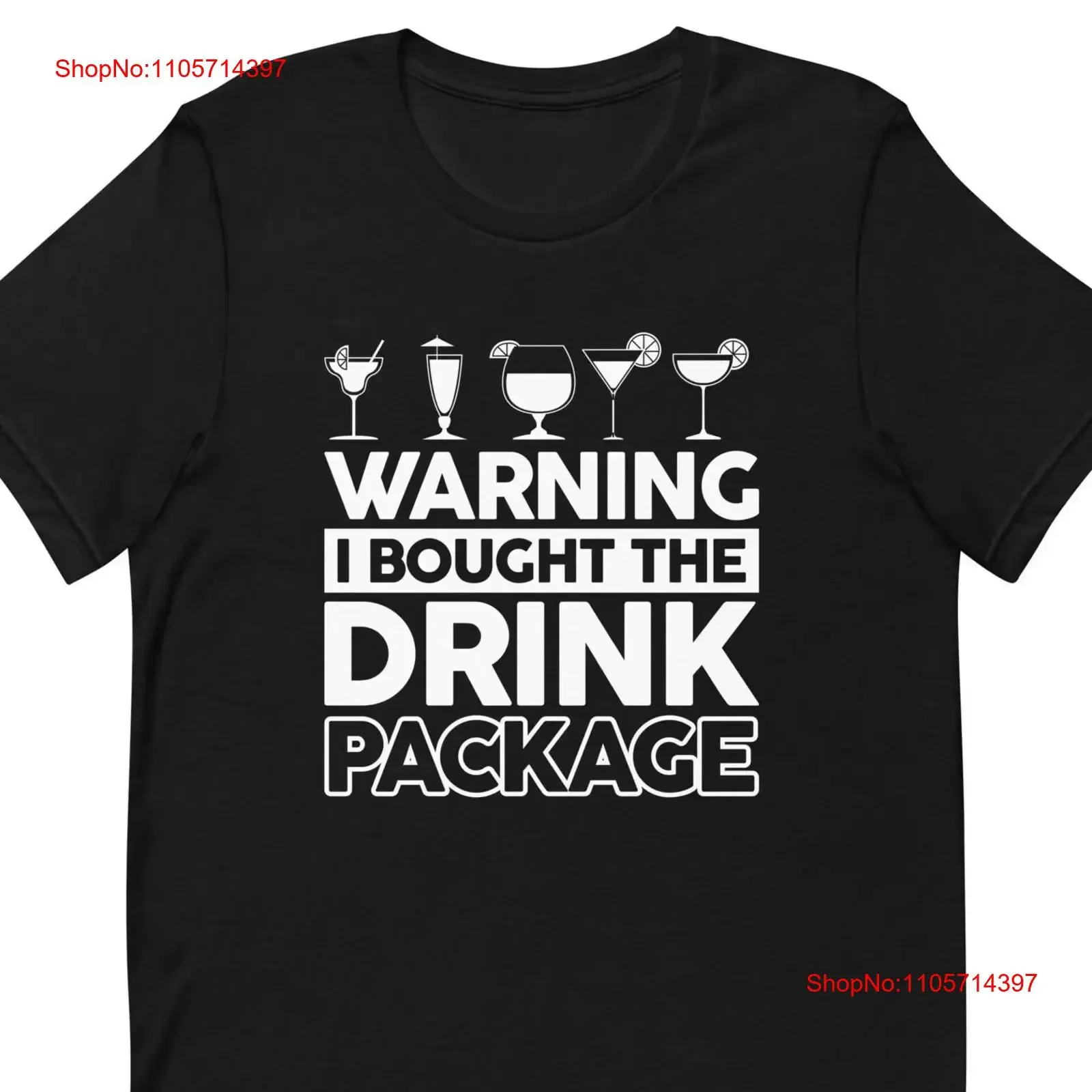 Funny Drink Package T Shirt Cruise Ship Vacation T1721 vintage Washed designer clothes streetwear Unisex Stretched Casual