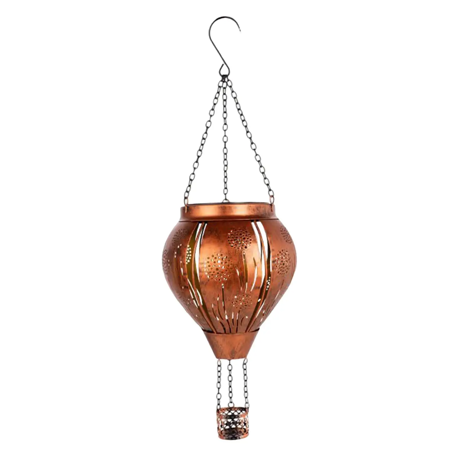 Portable Iron Hanging Lantern Solar Powered Outdoor Decorative Lamp Waterproof for Garden Path Patio