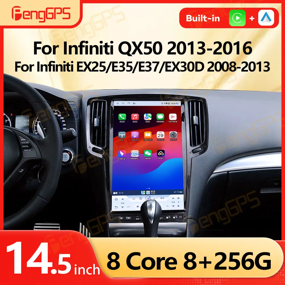 

14,5 "Android 13 автомобильное радио для Infiniti QX50 EX25/E35/E37/EX30D 08-16 GPS-навигация мультимедийный плеер стерео CarPlay HD экран