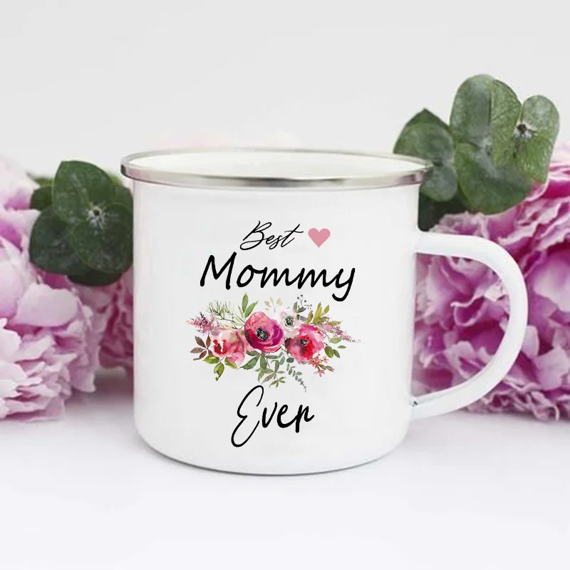 Best Mom Ever Print Mug Creative Coffee Tea Cups Drink Dessert Breakfast Milk Cup Enamel Mugs Handle Drinkware Mother's Day Gift