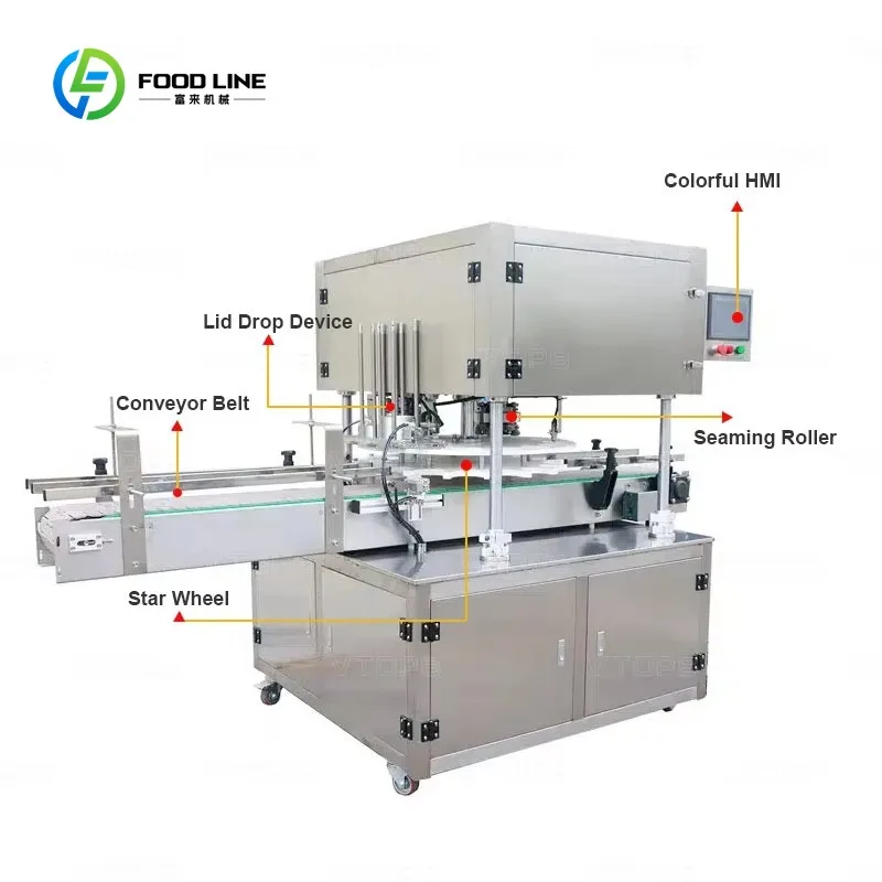 Customized Automatic Metal Cans Tin Sealing Capping Machine Paper Cans Double Head Seaming Machine