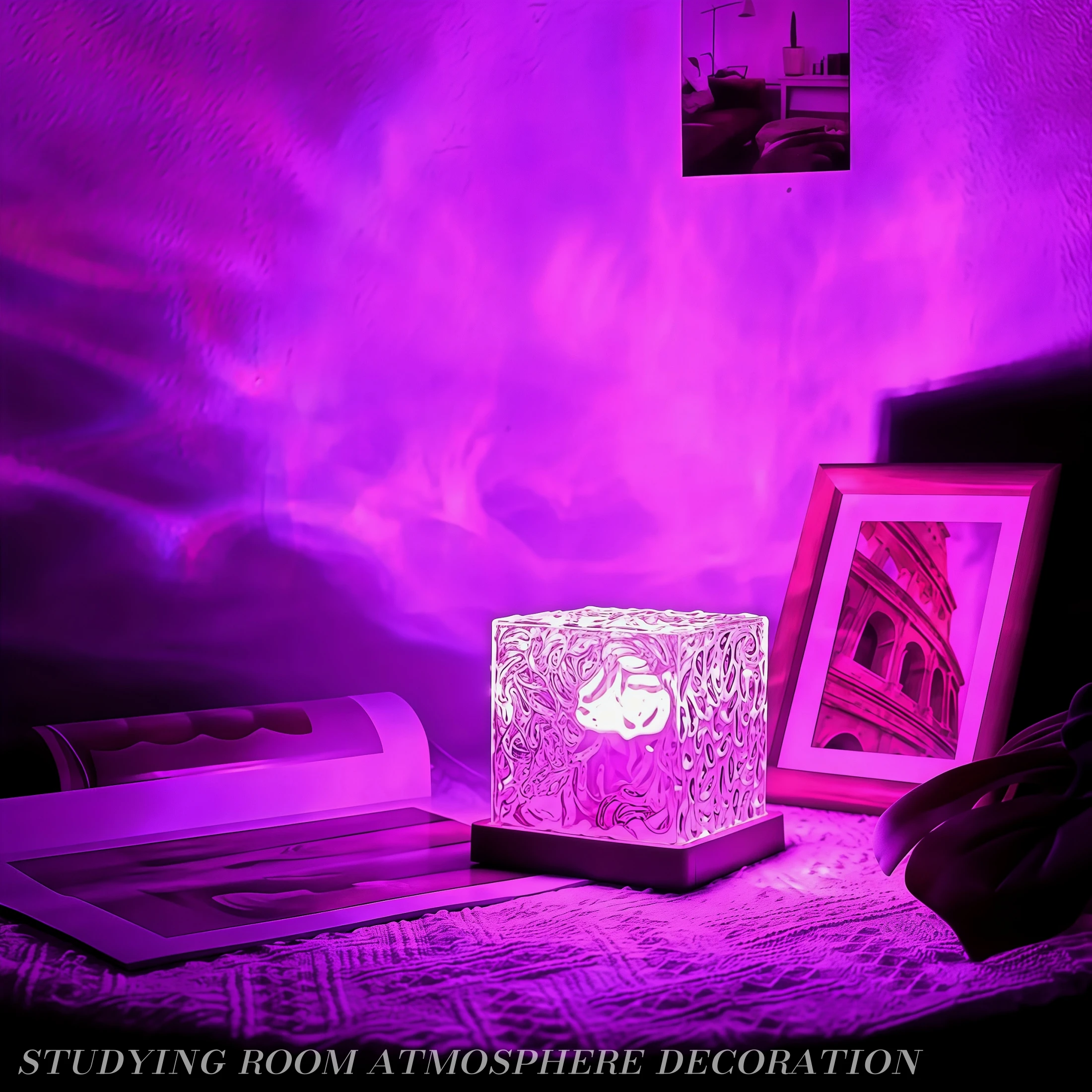 1 مصباح تموج الماء الديناميكي، قابس USB، 16 لونًا، مناسب لغرف النوم وغرف المعيشة وديكورات عيد الميلاد والمهرجانات.