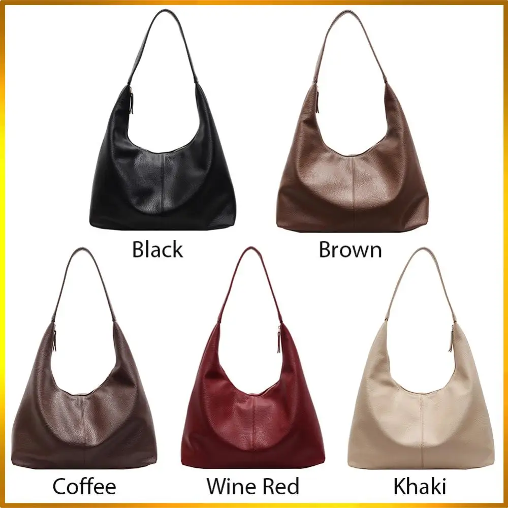 Bolso Hobo holgado para mujer, bolso de mano con cierre de cremallera, bolso de mano de cuero PU de gran capacidad, bolso de Color sólido para viajes, compras y trabajo