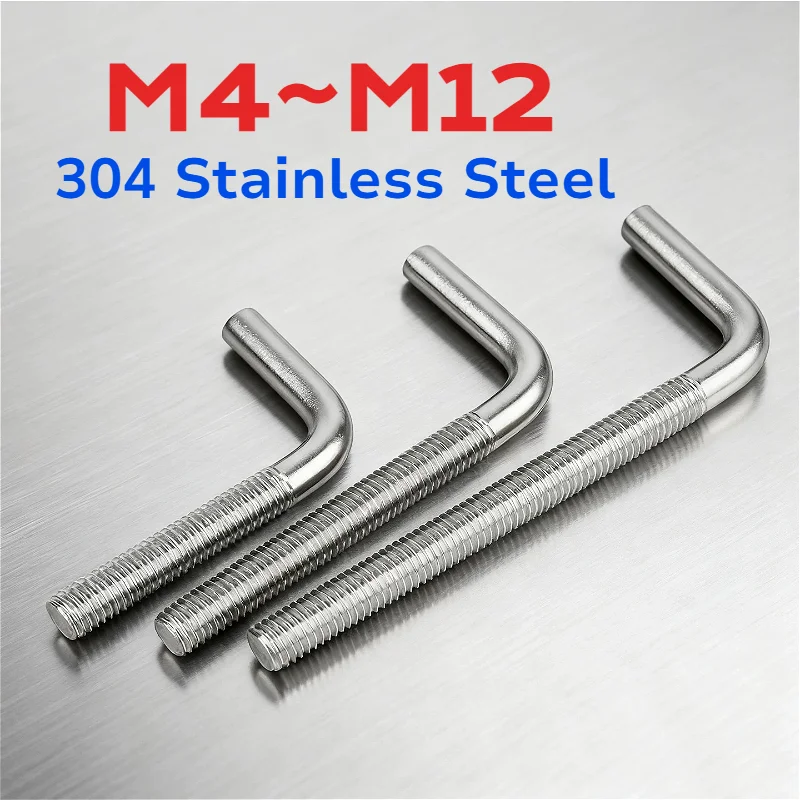 M4 M5 M6 M8 M10 M12 304 Stainless Steel 7/ L-Shaped Right Angle Anchor Bolt Screw L Shaped Right Angle Screws