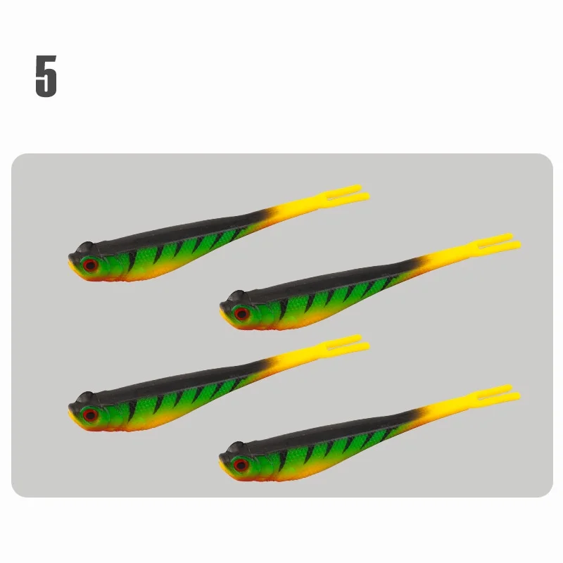 Angelköder Weichköder mit offenem Bauch und Gabelschwanz, Fischimitation, 13cm/9g, Lebendige Attraktion, 4 Stück pro Beutel – Detail 5