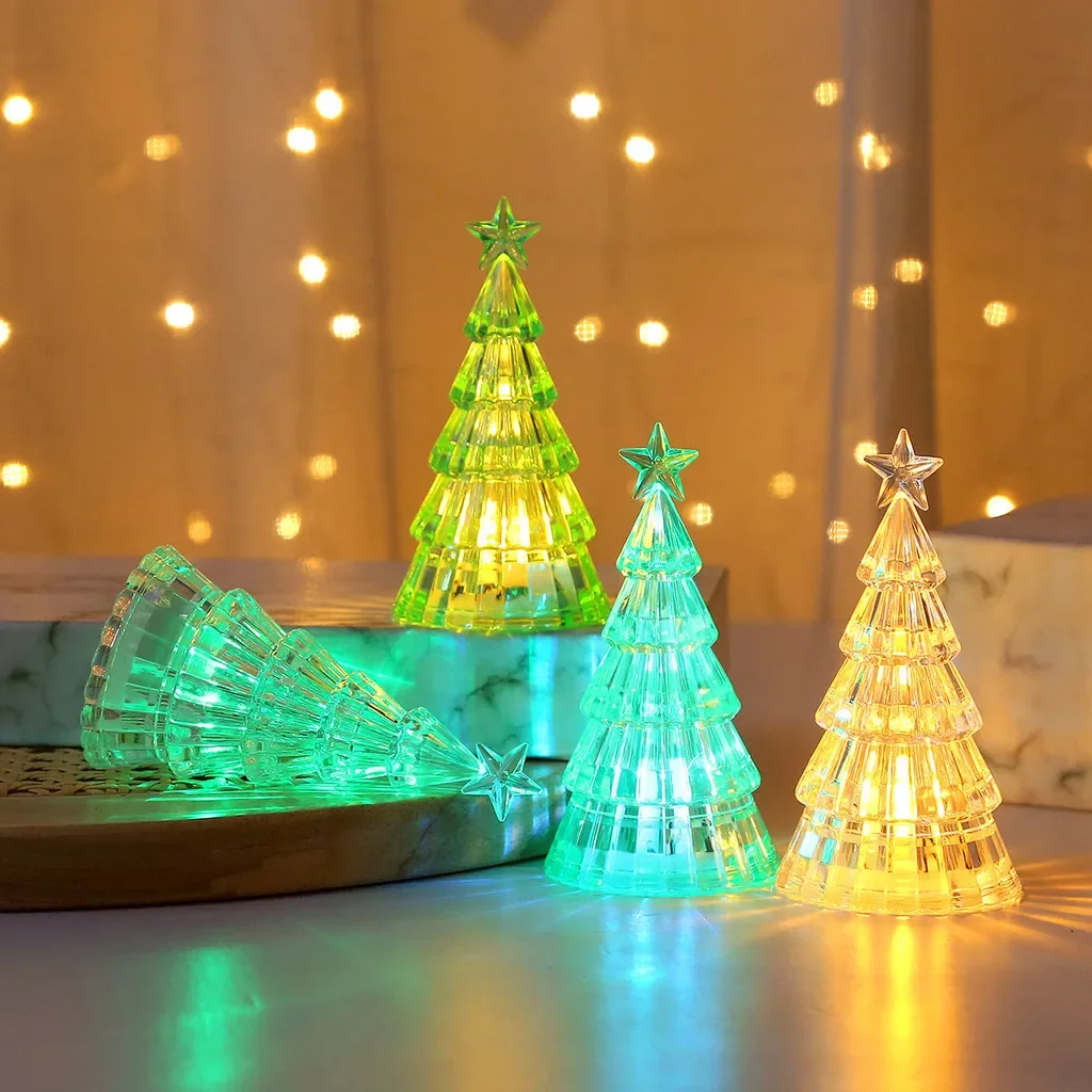 Christmas decoration luminous Christmas tree crystal night light desktop arrangement ornament led electronic candle light