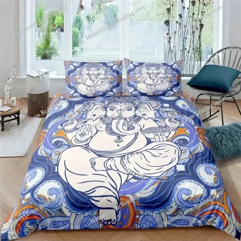 

Lord Ganesha Indian Elephant Bedding Set Single Twin Full Queen King Size Bed Set Aldult Kid Bedroom Duvet Cover Sets Bed sheet