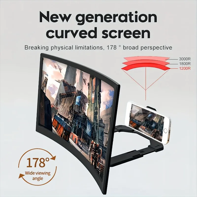 3D Phone Screen Magnifier for Smartphones Foldable Stand Adjustable Zoom Flip Phone Magnifier for Movie/Video/Gaming Devices