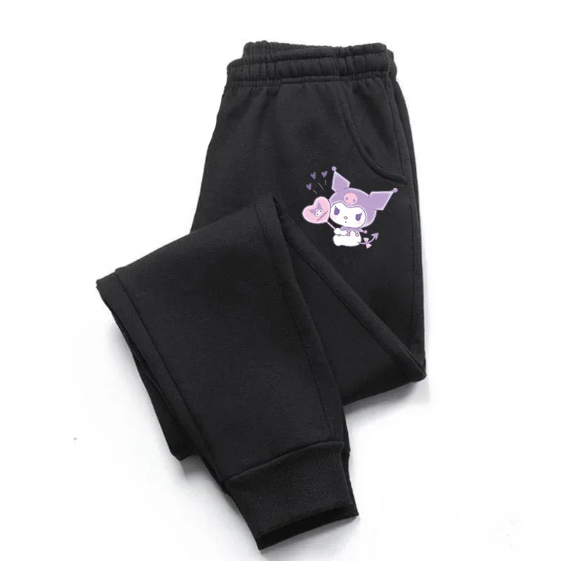 Children's outdoor wear pants autumn casual sweatpants, love Kulomi printed girls wear loose sweatpants belt pocket sweatpants