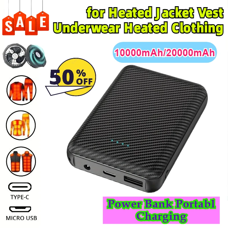 

5V 10000mAh Power Bank Portabl Charging Power Supply Phone External Battery for Heated Jacket Vest Underwear Heated Clothing