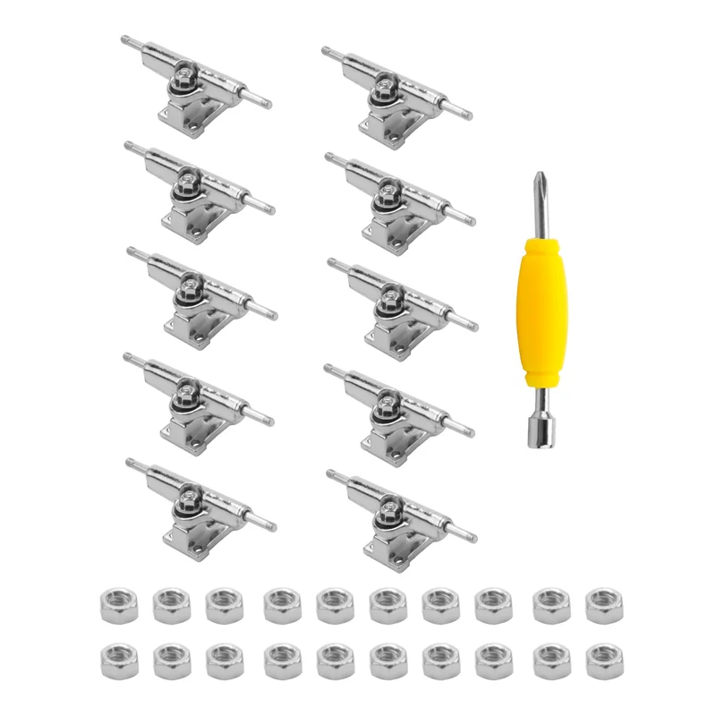 A63T-10 Pcs 29Mm Fingerboard Trucks Finger Skateboard Deck Dengan Mur Dengan Obeng Untuk Finger Skateboards