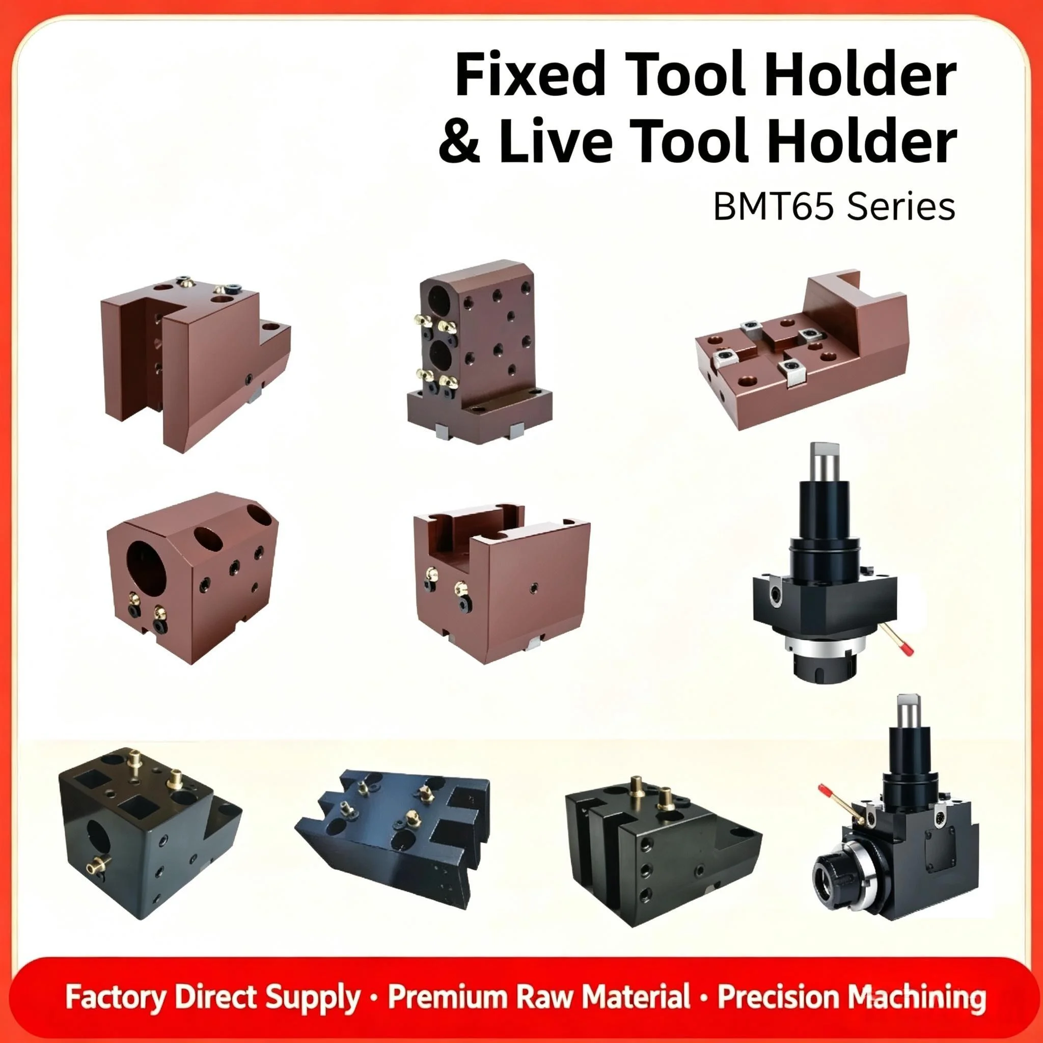 BMT65 tool holder, fixed tool holder, static tool block, live tool holder, driven tool holder, CNC lathe turret tool holder