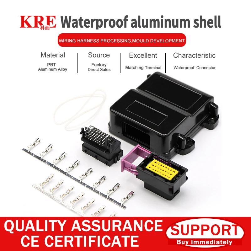 

KRE 24/39/48/56/80/90/121/154Pin ECU Sealed Automotive FCI Auto Connector Aluminum Shell PCB Control System With Terminals