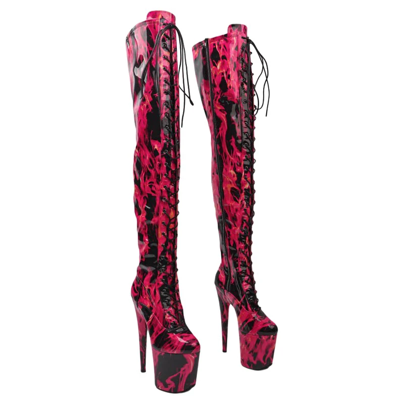 Leecabe 20CM/8inches shiny Patent  Upper Young Trend Fashion Platform High Heel Stripper Heel Pole Dance Boots