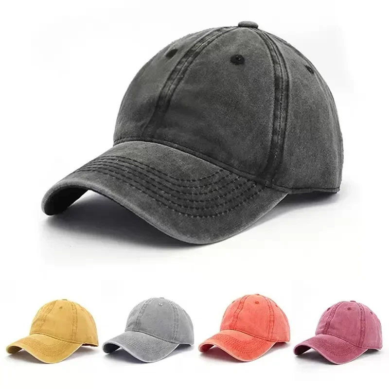 

Solid Washed Denim Baseball Cap Vintage Unisex Cotton Sport Hat Outdoor Soft Top Breathable Versatile Sunshade Caps Women Men