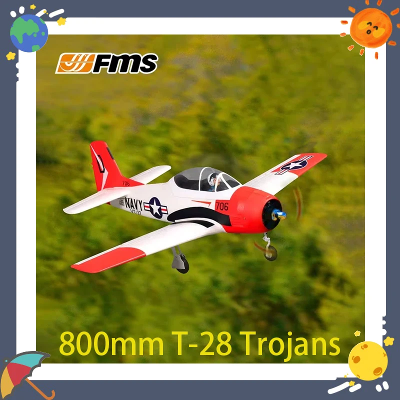 

Fms 800 мм T-28 Троянское фиксированное крыло, руководство для начинающих с дистанционным управлением самолета, модель Второй мировой войны, подарок для Bos