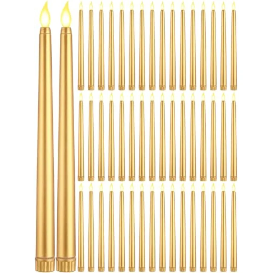 

48 Pcs Flameless LED Taper Candles Battery Operated Candles Bulk Realistic LED Candlesticks Flickering for Wedding Church Gradu