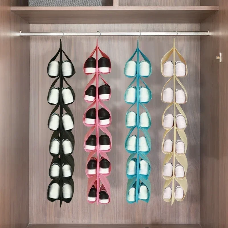 12 Grid Shoe Storage Hanging Bag Non Woven Closet Organizer Wall Pocket Door Back Shoe Rack Multi Purpose Wardrobe Organizer