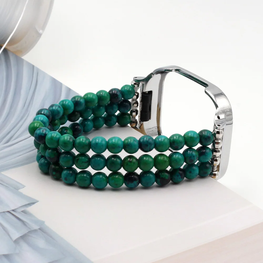 Jewelry Bracelet for Redmi Watch 3 Active/ Watch3 lite Smartwatch Agate Beaded Wristband Elastic Strap for Women Men Watchband